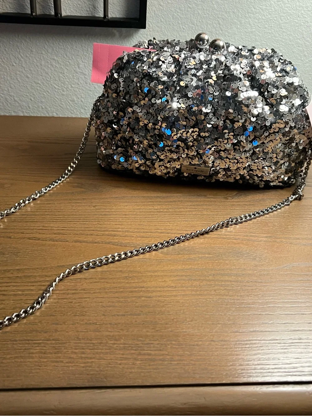 Kate Spade Sequined Silver Evening Clutch NWT